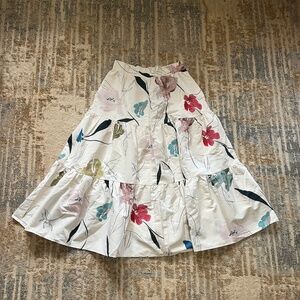 LOVE BONITO white floral print midi a line skirt